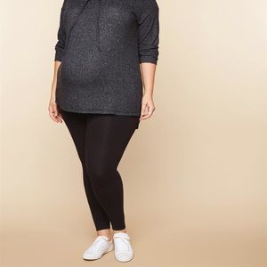 Maternity Plus Size - Black Overbelly Leggings 2X